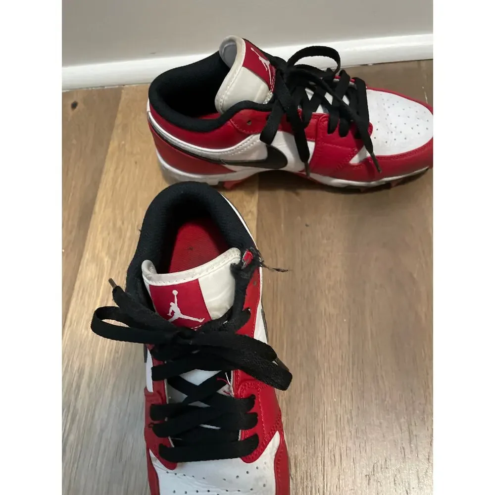 Nike Jordan 1 Low Chicago Football Cleats Youth 5.5 White Red Black